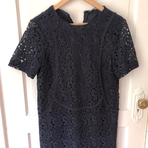 Zara Navy Blue Lace Evening Dress - Picture 1 of 3
